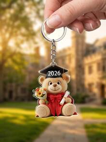 1pc Custom Flower Bouquet Graduation Bear 2026 Keychain, Personalized Text Multiple Styles Acrylic Charm, Graduation Gift For High School/College Graduate, Party Keepsake - Multicolor - View 12