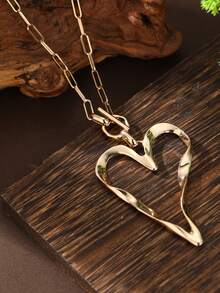 ZHIXUN 1 buah Kalung Liontin Berbentuk Hati dengan Desain Geometris Berongga Sederhana dan Berlebihan, Cocok untuk Keserbagunaan Sehari-hari, Perhiasan Kalung, Hadiah untuk Teman - kalung - View 2