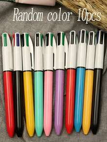 10支/套 混色圆珠笔，1.0毫米笔尖，四合一多色笔，可伸缩可爱护士笔，四色合一，适用于学校、学生、护士笔记、白板、办公用品，返校季必备 - 多色筆 - 查看 3