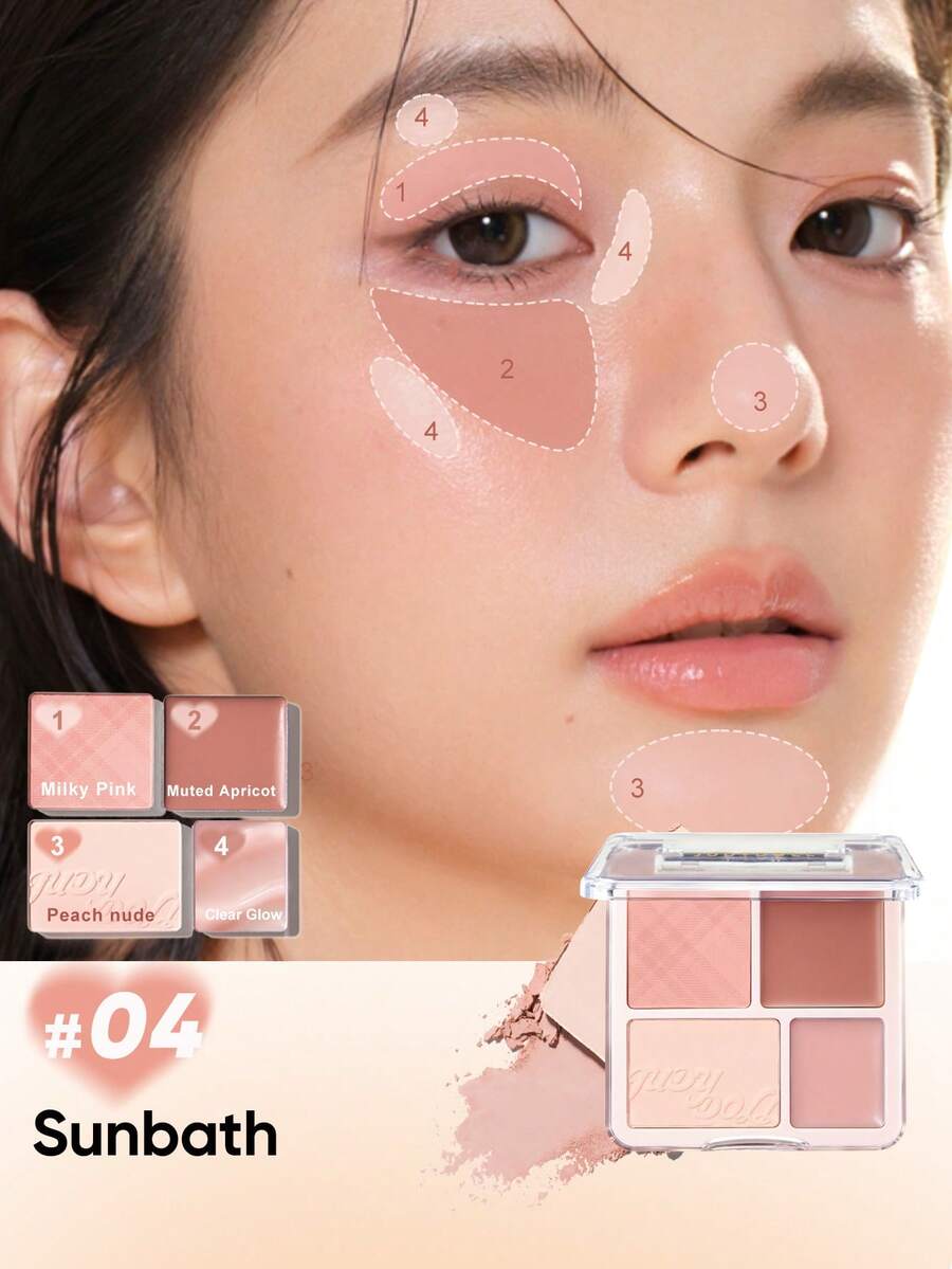 JUDYDOLL 2-In-1 Blush & Highlighter Palette, 9g, Cream Blush & Matte Highlighter, Multi-Purpose, Natural Makeup Effect, Suitable For Dates, Festivals, Gifts, Unique Niche Product, Great Choice For Friends/Girlfriends, Wedding Essential, Wedding Guests, Singles Party, Natural Campus Makeup, Sweet Makeup, Bloody Makeup, Date Makeup - #04 - Xem 1