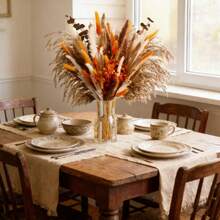 70/130 Dried Reed Grass Bouquets, Rural Bohemian Floral Arrangement With Orange Accents, Suitable For Autumn Weddings And Home Decor, Used For Living Rooms, Bedrooms, And Offices (17 Inches) - Orange - View 4
