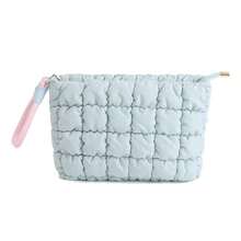 Custom Bubble Grid Makeup Bag Fashion Pleated Design Large Capacity Cosmetic Bag - Multicolor - View 13