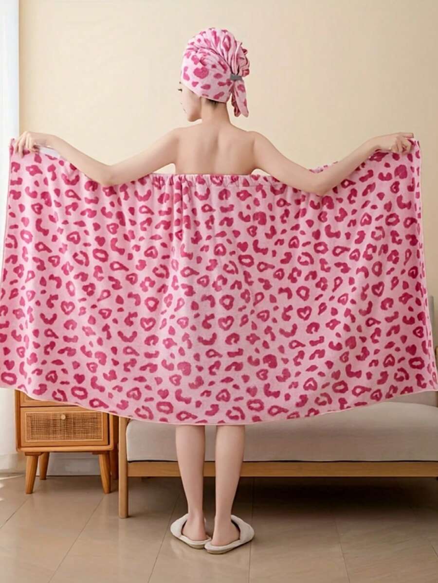 2 pièces Ensemble comprenant un peignoir imprimé de couleur unie simple et une charlotte de bain à boutons. 100% polyester, extrêmement doux. Convient pour une utilisation domestique par les adultes, idéal pour une utilisation dans les salles de bains, les saunas, les spas et les salons.
