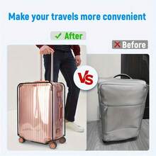 1 pieza Funda protectora de equipaje de PVC transparente, adecuada para maletas de 20/24/28 pulgadas, protector de equipaje de viaje resistente al agua y al polvo, hecho de material de PVC grueso, resistente a arañazos y desgaste, esencial para uso doméstico - transparente - Ver 4