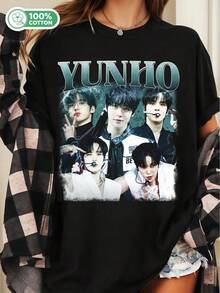 Yunho  Vintage 90s Retro T-Shirt,  Graphic Shirt - Black - View 6