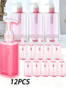 1/12個 100ml 壓頭式迷你旅行分裝瓶 塑膠方形乳液分裝容器 洗面乳洗沐用品空瓶 - 多色 - 查看 5