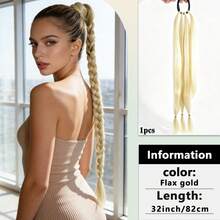 26-32 Inch Braided Ponytail Hair Extensions With Hair Ties - Handmade Wrap Around Synthetic Hair Pieces, Fluffy Soft Natural Look, Heat Resistant For Daily, Wedding, Party, Halloween And Christmas (Gold) - Multicolor - View 13