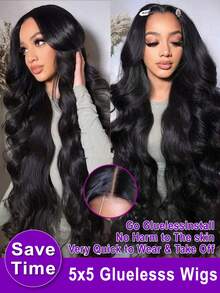34英寸 200% 密度 波浪卷蕾丝前假发，混合真人发丝，高清蕾丝前片 13x4，预先拔毛，带婴儿发，适合女性，自然黑色波浪卷 13x4 蕾丝前片闭合假发，预先拔毛 - 自然色&黑色系 - 查看 8