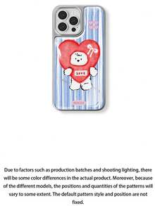 1 pieza Funda de teléfono con diseño de perrito con forma de corazón compatible con iPhone 17 Pro Max, 16, 14, 13, 15, lindo dibujo animado enchapado - Plateado - Ver 4