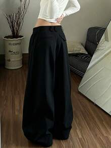 休闲宽松阔腿裤，美式休闲时尚风格，黑色 - 黑色 - 查看 3