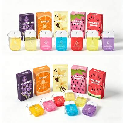 1pc Vanilla, Lavender And Watermelon Scented No-Rinse Hand Sanitizer Spray, Elegant Set With Clip For Portable Carry, Home & Travel Cleaning & Disinfection Kit. Sental Travel Protection Set, Travel Essential Sunscreen Applicator, Holiday Must-Have