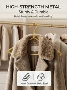 10/5/1 pièce Cintres métalliques antidérapants avec barre antidérapante, convient pour les magasins de vêtements et les hôtels, rendant votre chambre plus propre et plus confortable. Articles ménagers, essentiels de voyage, décoration de chambre, rangement, outils d'organisation des vêtements, portant à vêtements, cadeau pour femme, cadeau pour homme, cadeau pour père, cadeau pour la famille - Doré - Voir 3