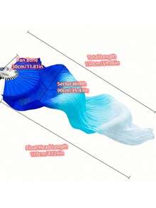 1pc Ombre Color Long Faux Silk Belly Dance Fan, Dance Performance Prop, Gradient Color, Silk Fan Suitable For Dance Practice And Performance, Lightweight And Easy To Use, Suitable For Adult Fitness/Dance Troupe - Multicolor - View 11