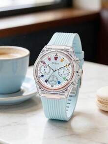 GUESS Athena 女士透明蓝色树脂多功能石英表 GW0438L8 - 藍色 - 查看 9