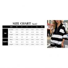 Women's Early Spring Shorts Two-Piece Sets Striped Oversized Everyday Casual Workout Lightweight Top With Pockets - 粉色 - 查看 5