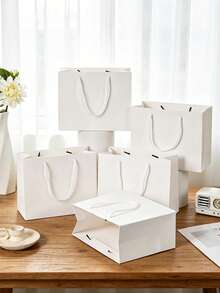 5pcs Black & White Reusable Gift Bags With Handles, Suitable For Weddings, Birthday Parties, Holidays, Business, Crafts, Retail - View 10