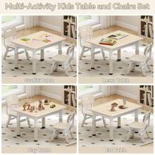 Kids Table And Chairs Set, Height-Adjustable Toddler Table And Chairs Set For Age 3-8, 31.5''Lx23.6''W Graffiti Desktop, Kids Activity Table For Daycare, Classroom, Home (Natural, 2 Chairs) - 天然木色 - 查看 7