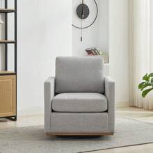 Dreh-Akzentstuhl, bequemer Sessel, 360°-Clubstuhl & Loungesessel avec Armlehnen für Wohnzimmer, Schlafzimmer, Wohnung & Kinderzimmer entièrement équipé, BEIGE - Gris - Voir 10