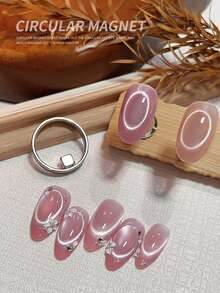 3颗强力圆形磁铁，3秒快速吸附猫眼美甲贴片，适合初学者，黑色圆孔猫眼圆形磁铁 - 彩色 - 查看 6