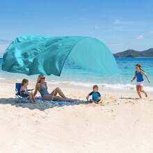 Green-Tinted Solid-Color Silent Top Beach Umbrella, Original Wind-Powered Beach Umbrella, Providing 150 Square Feet Of Shade Area, Accommodating Up To 8 People, Can Be Set Up In 2 Minutes, Comes With Wind Assistance Function. - màu xanh lá - Xem 6