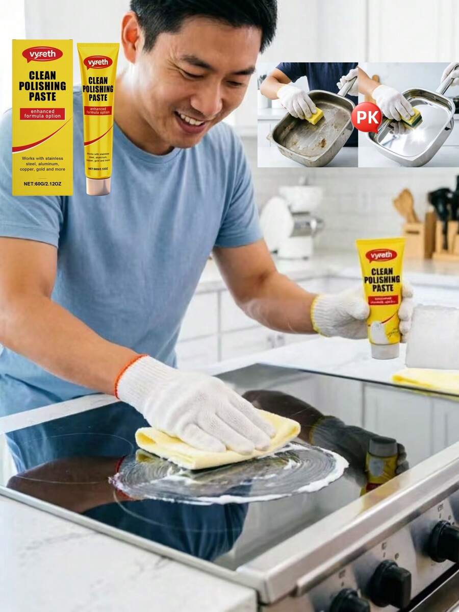 Powerful Stain Removal, Instant Shine Restoration-One Cream Renews All Your Kitchen Metal.