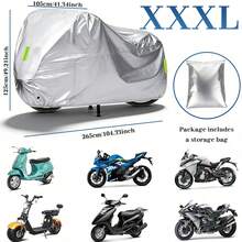 Motorcycle Cover, UV-Resistant And Dust-Proof Heavy-Duty Motorcycle Cover With A Lock Hole-The Ideal Choice For Outdoor Motorcycle/Bicycle Storage. 190T Universal - A - View 6