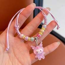 SANRIO 1条/6条装三丽鸥Hello Kitty可调节编织手链，手工可爱树脂吊坠饰品，适合青少年，闺蜜生日礼物，动漫时尚生日礼物，复活节和圣诞节礼物。友谊手链，女孩手链（部分商品随机发货） - 手鍊 - 查看 12