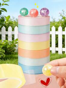 1/2/10/20 Cuộn Bóng Dính Giảm Căng Thẳng, Bóng Dính Trong Suốt, Bóng Dính Pha Lê Macaron kéo tay, Băng Dính Sổ Kế Hoạch, Băng Dính Văn Phòng Phẩm, Dụng Cụ Giảm Căng Thẳng Tự Làm Cho Học Sinh - nhiều màu - Xem 4