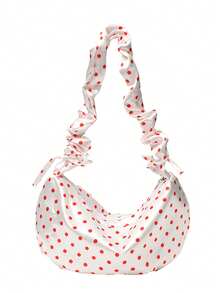 Cloud Shoulder Bag, Polka Dot Dumpling Bag, Pleated Crossbody Bag, Large Capacity Commuter Bag - Multicolor - View 12