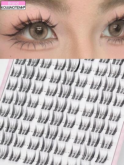 KOUUNOTENN 90-Packs Natural False Eyelashes For Beginners, 10-Row Segmented, Individual Lashes, C-Curl, Multi-Layer, Thick, Suitable For Weddings, Parties, Daily Wear, And Meetings, Natural And Comfortable.