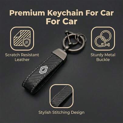 Llavero de anillo de coche de cuero de alta calidad, llavero de aleación de zinc que gira 360 grados para Renault RS Scenic Logan Megane Koleos Sandero Safrane