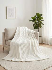 Luxury White Throw Blanket - Ultra Soft 3D Ribbed Jacquard Flannel Fleece - Lightweight Premium Plush Bed Blanket For Couch And Sofa, All-Season Warmth - 白色 - 查看 8