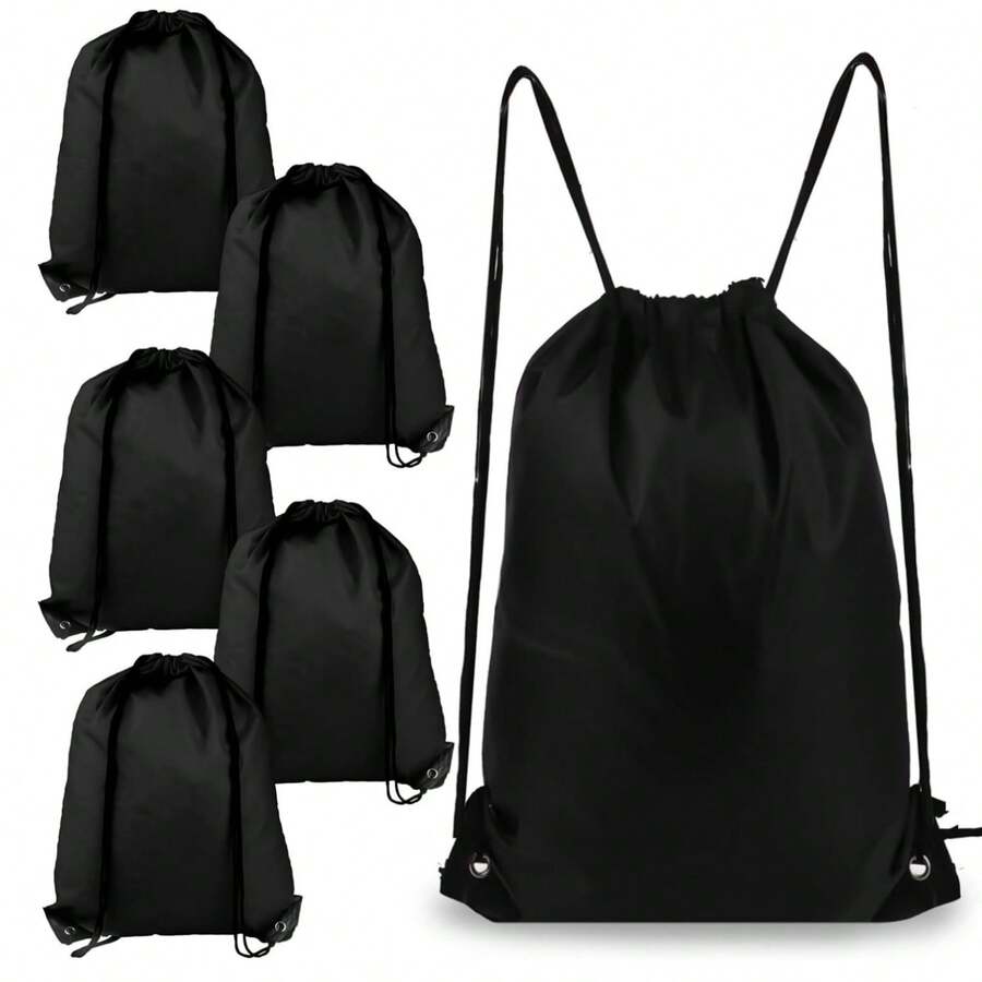 5pcs Drawstring Backpacks Nylon Sports Bags Suitable For Travel Yoga Fitness Outdoor Camping Hiking Beach Bags For Women - Multicolor - View 1
