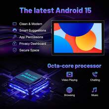 Qetupa Tablet Android 10 inci, Prosesor Octa-Core, RAM 4GB, ROM 128GB (dapat diperluas hingga 1TB), Layar HD 1280x800, Mendukung WiFi 5G+2.4G, Bluetooth 5.2, Kamera Depan 5MP dan Kamera Belakang 13MP, Baterai 6000mAh, WiFi 802.11ac, Bluetooth 5.2, GPS - Biru - View 3