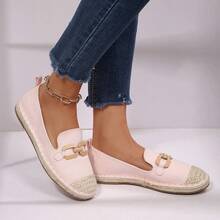 Women's Chic Espadrille Flats – Canvas Slip On Vacation Walking Shoes - Pink - View 1