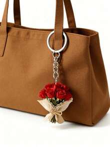 Elegant 2d Flat Acrylic Rose Bouquet Key Ring, Lightweight Flower Key Ring, Valentine's Day Bouquet Pendant, Interesting Decorations, Backpack Accessories, Fashion Pendant, Home Decoration, Car Decoration And Pendant, Headphone Pendant, Bag Pendant, Gifts For Mother, Father, Graduation, And Teacher - Multicolor - View 4