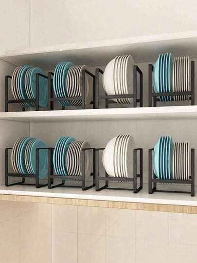 Sleek Black Kitchen Utensil Rack, Durable Metal Plate Rack, Suitable For Kitchen Countertops And Cabinets, Utensil Rack, Multi-Functional Kitchen Storage Rack, Can Hold Utensils, Cutting Boards, Frying Pans, Pot Lids, Bowls, Etc. Kitchen Storage And Organization Supplies, Kitchen Accessories