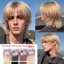 Men's Wig, Wavy Curly Wig, Realistic Men's Wig, Blonde Young And Handsome Wig Suitable For Daily Use, Vacation, Photography - Multicolor - View 20