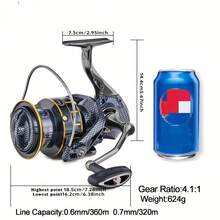 12000 Series Heavy-Duty Full Metal Spinning Fishing Reel - Capacity, Ultra- Drag (Compatible For Left/Right-Handed), Zinc Alloy Gears & Aluminum Body For Saltwater/Freshwater Fishing, Boat Suitable For Fish - 12000series - View 3
