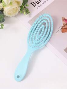 1pc Women's Hollow Comb, Multi-Color Mosquito Coil Comb, Scalp Massage Hair Brush, Suitable For Wet & Dry Hair, Available In Multiple Colors - Black - View 17