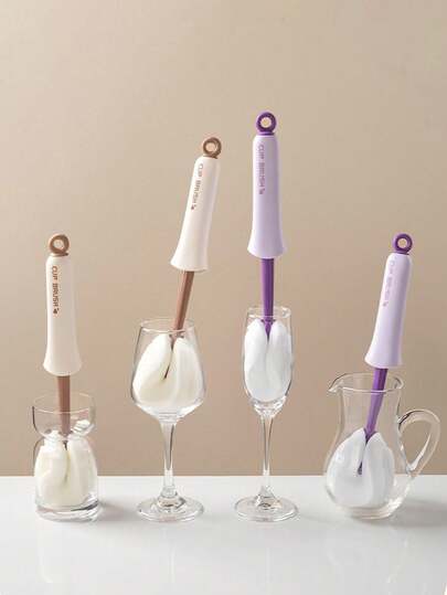 1pc Multi-Functional Push-Pull No-Dead-Angle Cleaning Tool, 2-In-1 Squeeze Cup Brush, Silicone Long Handle Household Cup & Bottle Cleaner
