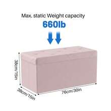 30 Inches Folding Storage Ottoman Bench, Storage Chest, Foot Rest Stool, Bedroom Bench With Storage, Pink - Pink - View 2