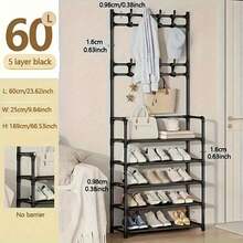 Shoe Rack 5 Tier Shoe Organizer Storage 15-20 Pairs Shoes Rack For Closet Entrance Shoe Rack Organizer With Hooks And Side Pocket Entryway Shoe Holder Space Saving Free Standing Shoe Racks - Multicolor - View 11