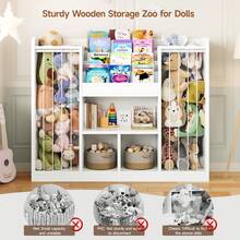 ONBRILL 2-In-1  Toy Storage Organizer, 4-Tier Stuffed Animal Storage With Bookshelf, Kids Toy Storage Shlef With 3 Open Cube With Rounded Corners, Bookshelf For Kids Room, Playroom, Bedroom, White - White - View 8