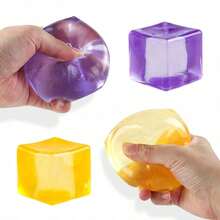 8-Color Crystal Jelly Cube Set - Transparent Soft Bouncy Toys, Containing Bubbles, Stress Relief Function, And Suitable Desk Decor For Teenagers - Multicolor - View 4