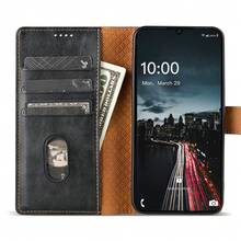 Ốp lưng kiêm ví da giả cao cấp tương thích với Apple Galaxy, có ngăn đựng thẻ và chân đế gập tiện dụng. - màu đen - Xem 4