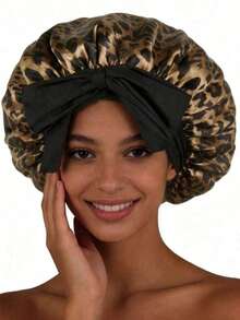 Awegeo Women's Oversized Brimmed Silky Satin Bonnet, Stretchy Soft Comfortable Sleep Cap For Hairstyling, Daily Home Use Hair Sleep Cap Sleep Bonnet - Hot Pink - View 11