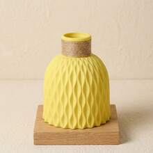 1 pièce Vase décoratif de style bohème minimaliste moderne, léger et incassable, finition mate résistante à l'eau, en matière plastique de haute qualité, style nordique de ferme moderne, disponible en noir, gris, rose, blanc unicolore, design sphérique arrondi en haut, texture 3D ondulée, livré avec un décor de corde de jute naturelle au cou - A - Voir 19