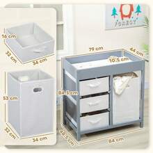 Baby Changing Unit With 4 Storage Drawers Mat For Bedroom Nursery 84 X 84.5 Cm Grey - Grey - View 4