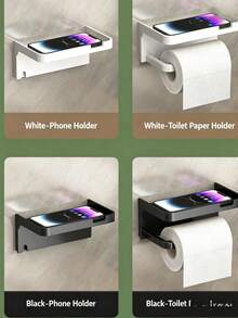 Waterproof Plastic Bathroom Tissue Paper Holder With Multifunctional Storage Rack, Wall-Mounted Tissue Dispenser With Anti-Slip Tray For Storing Phone And Small Items, Suitable For Home And RV - Multiple Styles - View 9